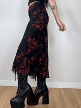 Mesh Paneled Floral Midi Skirt